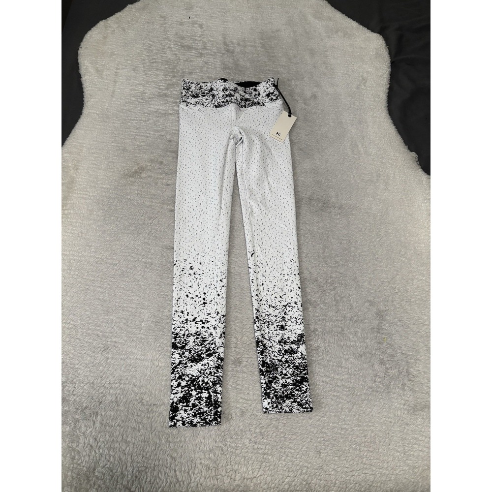 Koral Pixelate Mid Rise Crop Leggings Size XS Pull On White Black